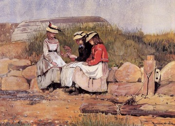  filles Tableaux - Filles avec homard aka A Fishermans Fille réalisme peintre Winslow Homer